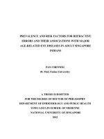 Prevalence and risk factors for refractive errors and their associations with major age related eye diseases in adult singapore indians 