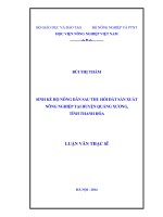 Sinh kế hộ nông dân sau thu hồi đất sản xuất nông nghiệp tại huyện quảng xương tỉnh thanh hóa