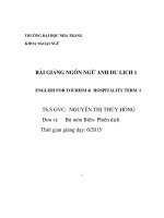 Bài giảng ngôn ngữ anh du lịch 1 