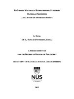 ZnO based materials hydrothermal synthesis, material properties and a study on hydrogen effect 