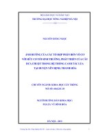 Ảnh hưởng của các tổ hợp phân bón vô cơ với hữu cơ tới sinh trưởng, phát triên của cây dưa chuột trong hệ thống canh tác lúa tại huyện yên định thanh hóa