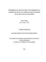 Experimental realization and theoretical studies of novel all optical devices based on nano scale waveguides 