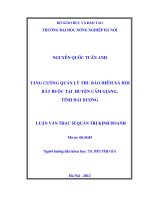 Tăng cường quản lý thu bảo hiểm xã hội bắt buộc tại huyện cẩm giàng, tỉnh hải dương