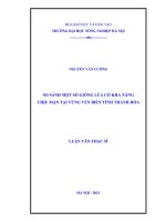 So sánh mốt số giống lúa có khả năng chịu mặn tại vùng vên biển tỉnh thanh hóa