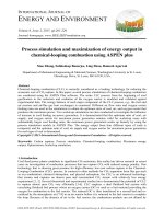 Process simulation and maximization of energy output in chemical looping combustion using ASPEN plus 