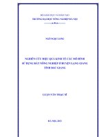 Nghiên cứu hiệu quả kinh tế các mô hình sử dụng đất nông nghiệp ở huyện lạng giang tỉnh bắc giang
