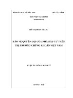 Bảo vệ quyền lợi của nhà đầu tư trên thị trường chứng khoán việt nam