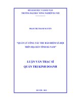 Quản lý công tác thu bảo hiểm xã hội trên địa bàn tỉnh hà nam