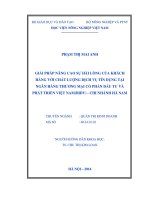 Giải pháp nâng cao sự hài lòng của khách hàng với chất lượng dịch vụ tín dụng tại ngân hàng thương mại cổ phần đầu tư và phát triển việt nam (BIDV) chi nhánh hà nam