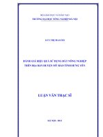 Đánh giá hiệu quả sử dụng đất nông nghiệp trên địa bàn huyện mỹ hào, tỉnh hưng yên