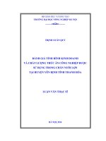 Đánh giá tình hình kinh doanh và chất lượng thức ăn công nghiệp được sử dụng trong chăn nuôi lợn tại huyện yên định tỉnh thanh hóa