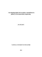 Investigating lipid and secondary metabolisms in plants by next generation sequencing 