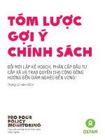 Tóm lược gợi ý chính sách   đổi mới lập kế hoạch, phân cấp đầu tư cấp xã và trao quyền cho cộng đồng hướng đến giảm nghèo bền vững