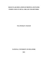 Molecular simulations of biofuel and water purification in metal organic frameworks 