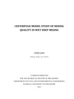 Centrifuge model study of mixing quality in wet deep mixing 
