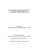 GENOME WIDE ASSOCIATION STUDIES OF CORONARY ARTERY DISEASE IN SINGAPOREAN CHINESE POPULATIONS 