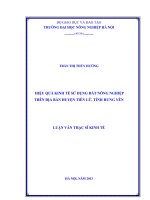 Hiệu quả kinh tế sử dụng đất nông nghiệp trên địa bàn huyện tiên lữ  tỉnh hưng yên