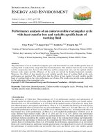 Performance analysis of an endoreversible rectangular cycle with heat transfer loss and variable specific heats of working fluid 