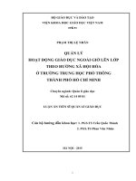 Quản lý hoạt động giáo dục ngoài giờ lên lớp theo hướng xã hội hoá ở trường trung học phổ thông thành phố hồ chí minh