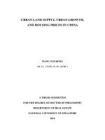 Urban land supply, urban growth, and housing prices in china 