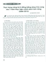 Thực trạng nông hộ ở đồng bằng sông cửu long sau 7 năm thực hiện chính sách tam nông (2006 2013)