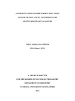 Authentication of edible birds nest using advanced analytical techniques and multivariate data analysis 