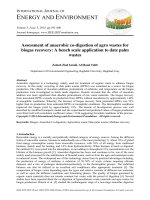 Assessment of anaerobic co digestion of agro wastes for biogas recovery  a bench scale application to date palm wastes 