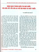 Minh bạch trong quản trị nhà nước, yêu cầu tất yếu của xu thế hội nhập và phát triển