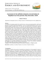 Assessment of air pollution elements concentrations in baghdad city from periods (may december) 2010 