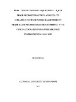 Development of ionic liquid based liquid phase microextraction, and zeolite imidazolate frameworks based sorbent phase based microextraction combined with chromatography for applications in environmental analysis 