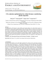 CO2 emission optimization for a blast furnace considering plastic injection 