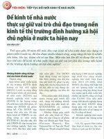 Để kinh tế nhà nước thực sự giữ vai trò chủ đạo trong nền kinh tế thị trường định hướng xã hội chủ nghĩa ở nước ta hiện nay 