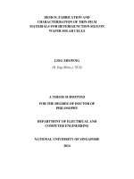 Design, fabrication and characterization of thin film materials for heterojunction silicon wafer solar cells 