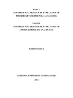 Part i synthesis and biological evaluation of phosphoglycolipid PGL1 analogues part II synthesis and biological evaluation of andrographolide analogues 