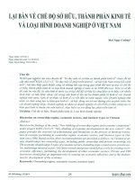 Lại bàn về chế độ sở hữu, thành phần kinh tế và loại hình doanh nghiệp ở việt nam