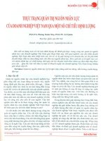 Thực trạng quản trị nguồn nhân lực của doanh nghiệp việt nam qua một số chỉ tiêu định lượng 
