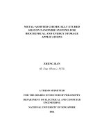Metal assisted chemically etched silicon nanowire systems for biochemical and energy storage applications 