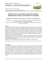 Material waste in the china construction industry   minimization strategies and benefits of recognition 
