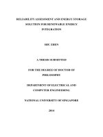 Reliability assessment and energy storage solution for renewable energy integration 