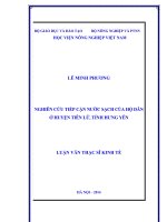 Nghiên cứu tiếp cận nước sạch của hộ dân ở huyện tiên lữ, tỉnh hưng yên
