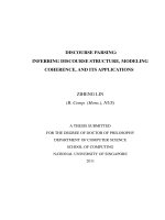 Discourse parsing  inferring discourse structure, modeling coherence, and its applications 