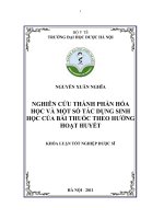 Nghiên cứu thành phần hoá học và một số tác dụng sinh học của bài thuốc theo hướng hoạt huyết