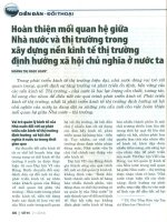 Hoàn thiện mối quan hệ giữa nhà nước và thị trường trong xây dựng nền kinh tế thị trường định hướng xã hội chủ nghĩa ở nước ta 