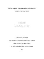 Use of formic acid formates as hydrogen source for reactions 