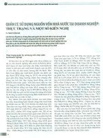 Quản lý, sử dụng nguồn vốn nhà nước tại doanh nghiệp   thực trạng và một số kiến nghị 