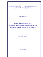 Giải pháp nâng cao hiệu lực hoạt động thanh tra nhà nước tỉnh hưng yên đối với các khoản chi ngân sách cấp huyện