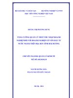 Tăng cường quản lý thuế thu nhập doanh nghiệp đối với doanh nghiệp có vốn đầu tư nước ngoài trên địa bàn tỉnh hải dương
