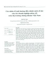 Các yếu tố ảnh hưởng đến chính sách cổ tức của các doanh nghiệp niêm yết trên thị trường chứng khoán việt nam 