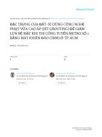 Đặc trưng của đất xi dùng công nghệ phụt vữa cao áp (jet grouting) để giảm lún bề mặt khi thi công tuyến metro số 1 bằng máy khiên đào (TBM) ở tp HCM 