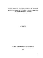 Association analysis of genetic variation of estrogen related candidate genes in breast and endometrial cancers 